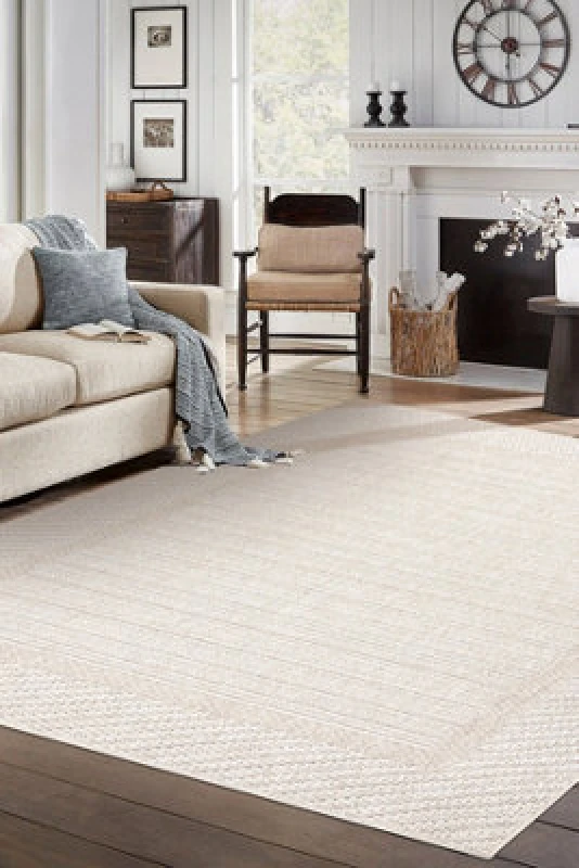 Image of RugsX Carpet Jersey 19261 Beige - Frame, Structural, Loop Boho 60X100 Cm