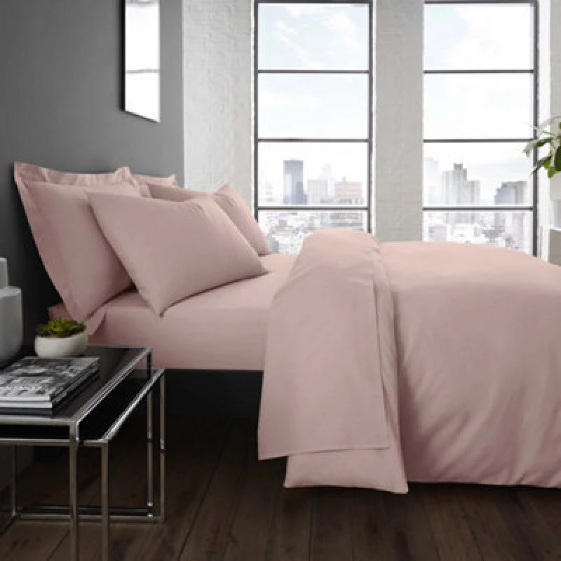Image of Serene 'Plain Dyed' Soft Touch 32cm Fitted Bed Sheet Light Pink