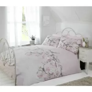 Image of Eloise Oriental Blossom Duvet Cover and Pillowcase Set (Pink, Single)