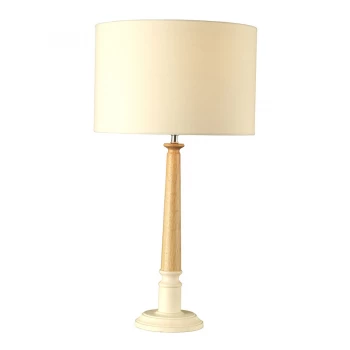 image of The Lighting and Interiors Group Oslo Wooden Table Lamp - Cream