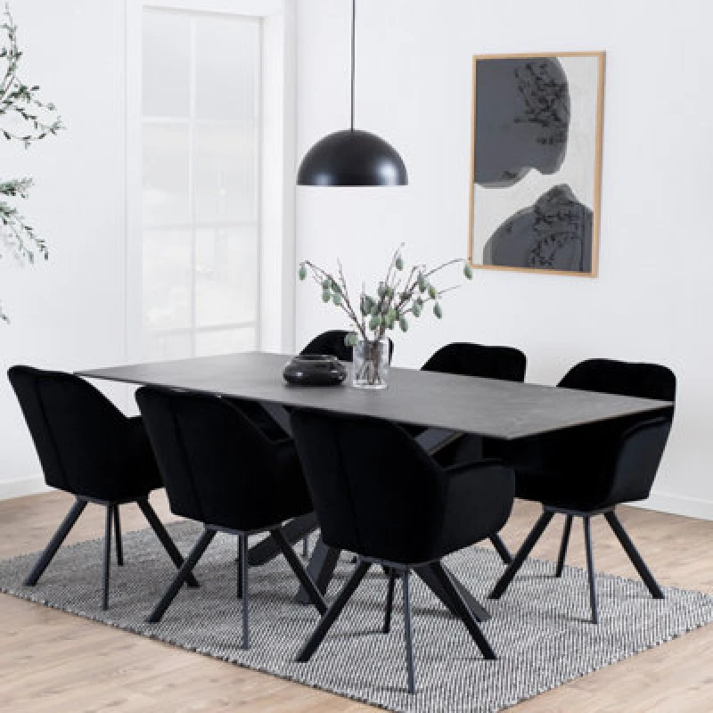 Image of Furniture To Go Heaven Dining Table With Ceramic Black Top (L) 200Cm Seats Up To 6