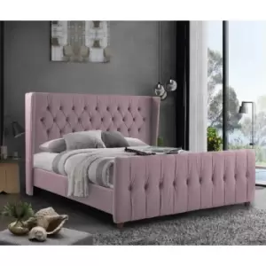 Image of Clarita Bed Double Plush Velvet Pink