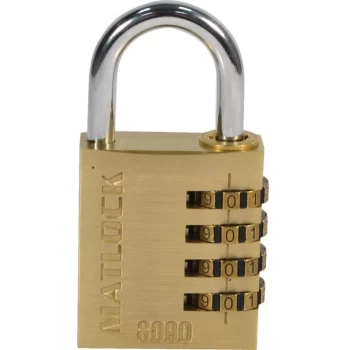 image of 4 Dial Brass Combination Padlocks - 40MM - Pack of 4 - Matlock