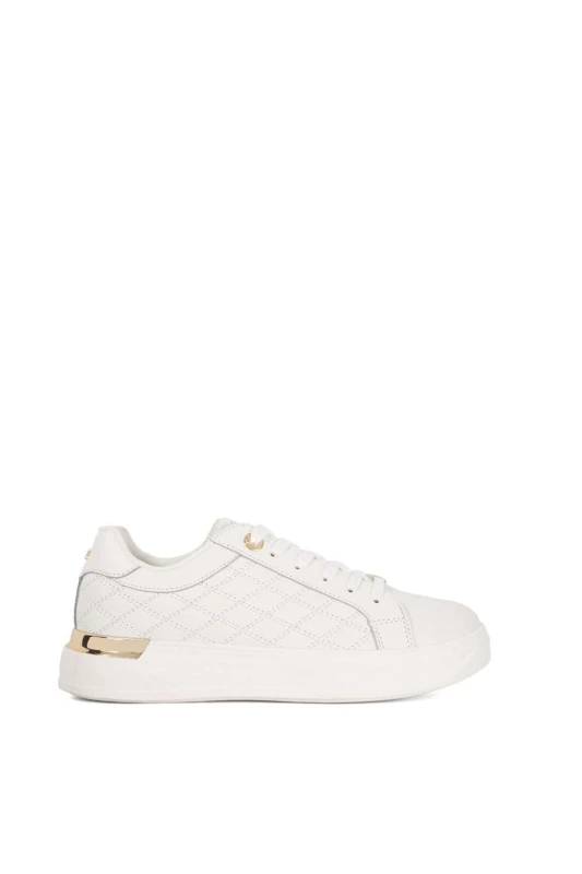 Image of Dune London Womens 'Elba' Leather Trainers in White Size: 5 White Female 5