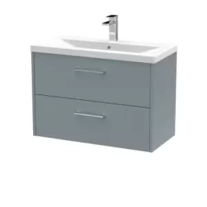 Image of Hudson Reed Juno 800mm Wall Hung 2 Drawer Vanity & Mid-Edge Basin - Coastal Grey