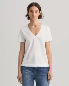 Image of GANT Women Original V-Neck T-Shirt (XS) White