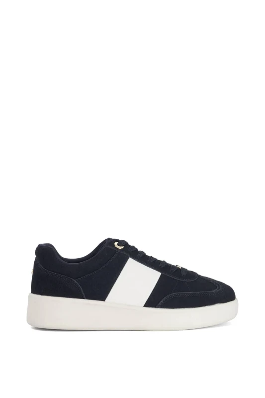 Image of Dune London Womens 'Enticing' Suede Trainers in Navy Size: 4 Navy Female 4