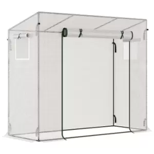 Image of Outsunny 200x76x168cm Walk-in Garden Greenhouse Patio Lean to Hot House, Plants Flowers Herbs Tomato Grow w/ Steel Frame Door Window Balcony Patio