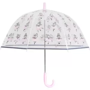 image of X-Brella Childrens/Kids Ballerina Dome Umbrella (One Size) (Clear/Pink)