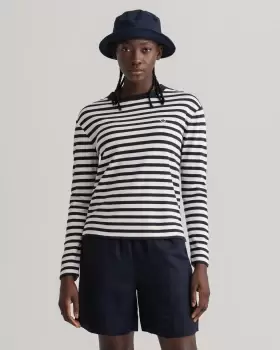 Image of GANT Women Icon G Striped T-Shirt (M) Blue