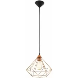 image of Hanging Ceiling Pendant Light Copper Wire Cage 1x E27 Hallway Feature Lamp