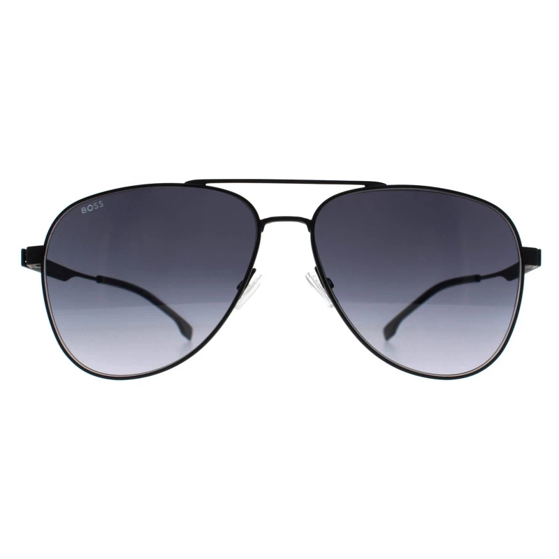 Image of Hugo Boss Mens Aviator Matte Black Dark Grey Gradient BOSS 1641/S Black Male One Size