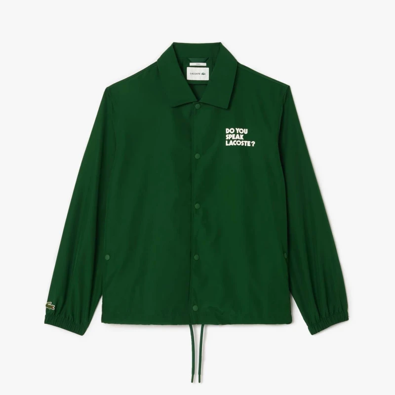 Image of Lacoste Lightweight Showerproof Ripstop Coach Jacket Green male 2XS
