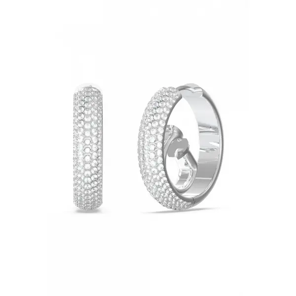 Image of Guess Jewellery Ladies Crazy Silver Crystal Hoop Earrings UBE03299RH