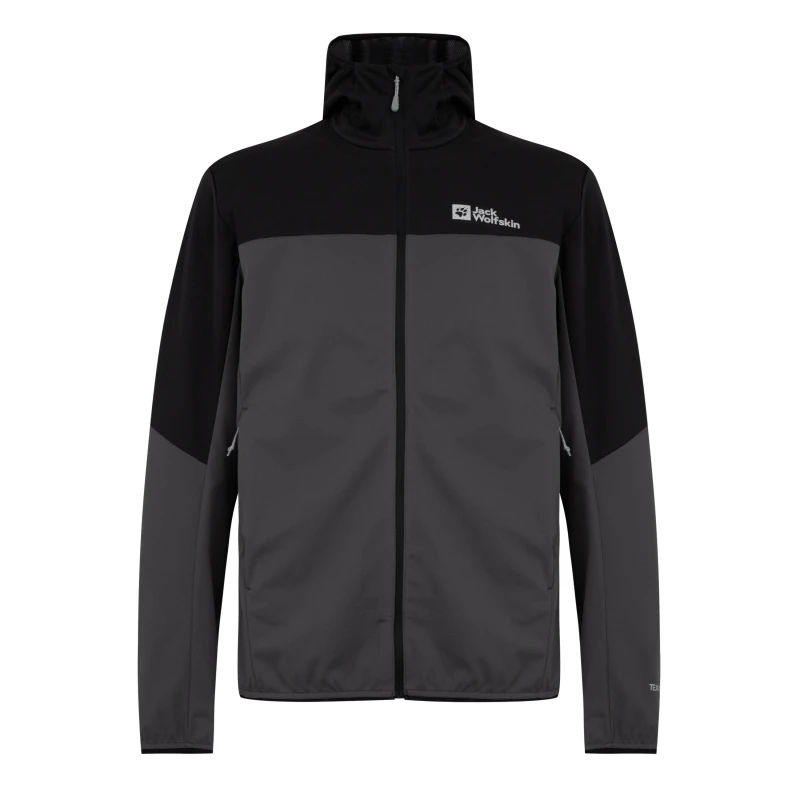 Image of Jack Wolfskin Mens Feldberg Water Resistant Windproof Hooded Long Sleeve Softshell Jacket Grey male Medium