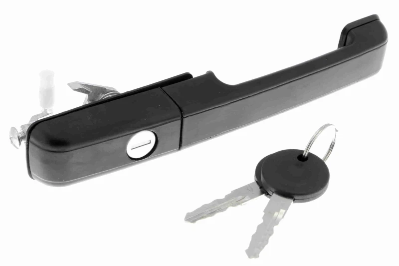 Image of VAICO V10-6163 Door Handle Left Front, black, with lock barrel, Original VAICO Quality Door Handle (1373)
