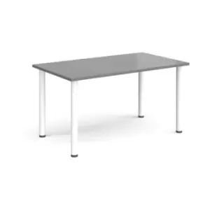 Image of Rectangular white radial leg meeting table 1400mm x 800mm - onyx grey