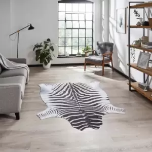 Image of Think Rugs - Faux Zebra Print Rug, Black/White, 155 x 195 Cm