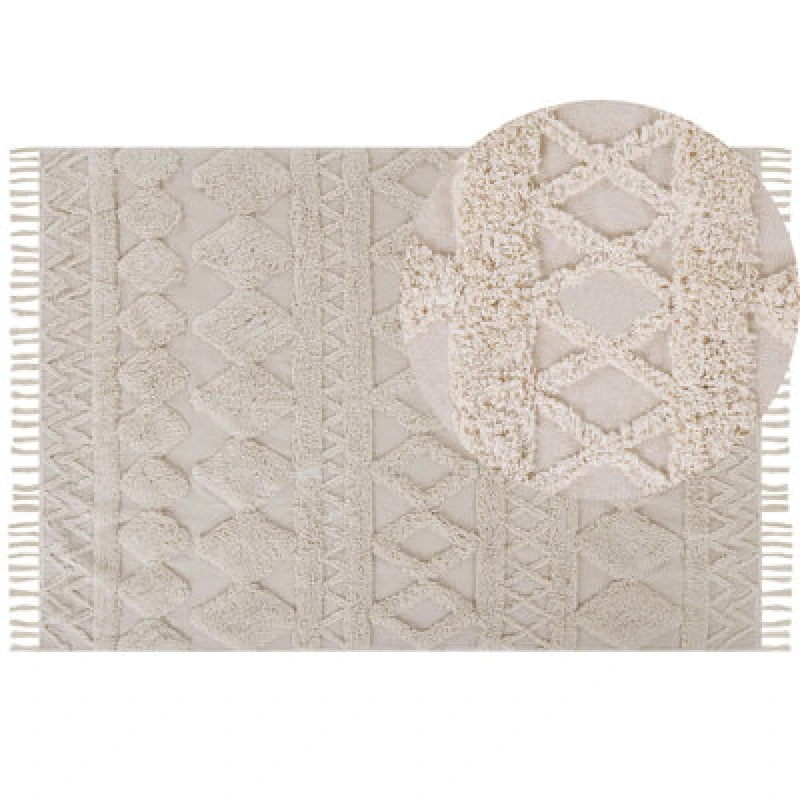 Image of Beliani Rug Didim Beige 160 X 230 Cm Cotton