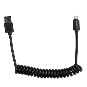 Image of Startech 2ft Coiled Black Apple 8pin Lightning