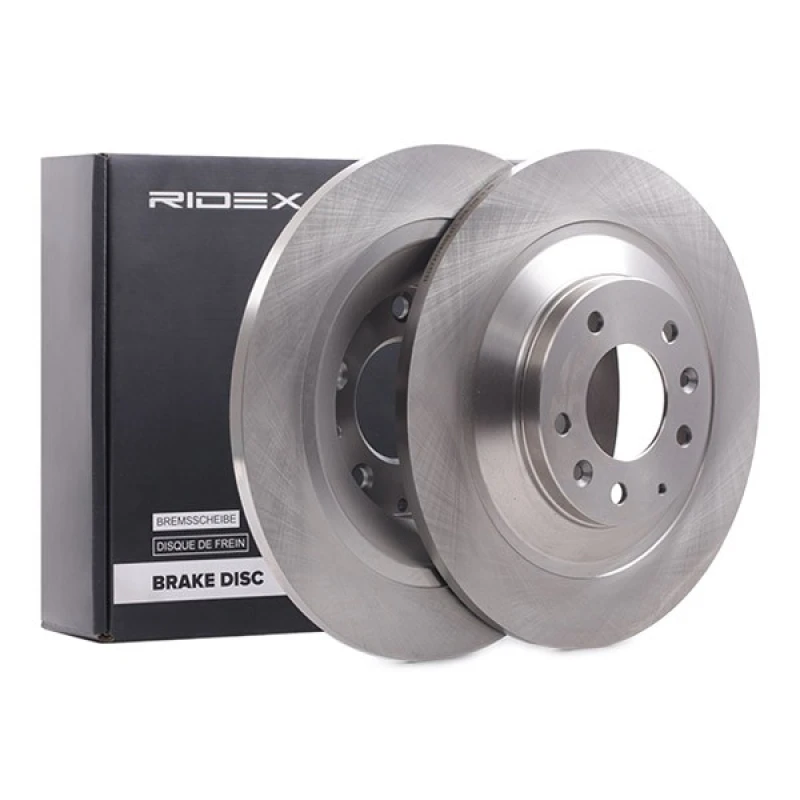 Image of RIDEX 82B1098 Brake disc Rear Axle, solid, Cast Iron, Uncoated, Untreated, without bolts/screws Cast Iron Brake Disc (82)