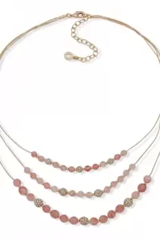 image of Ladies Anne Klein Jewellery NK 16" 3ROW FRONTAL-GLD/CHERRY/CRY Necklace 01N00236