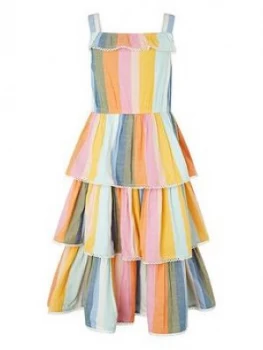 Monsoon Girls Molly Stripe Midi Dress - Multi, Size 10 Years, Women