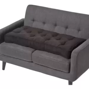 Image of Black Faux Suede 2 Seater Booster Cushion - Black - Homescapes