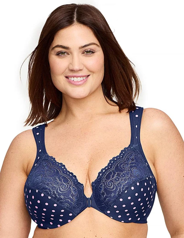 Image of Glamorise Glamorise 1245 Wonder Wire Bra Navy Print - Glamorise - Size: 44B Navy Print Female 44B CB42836