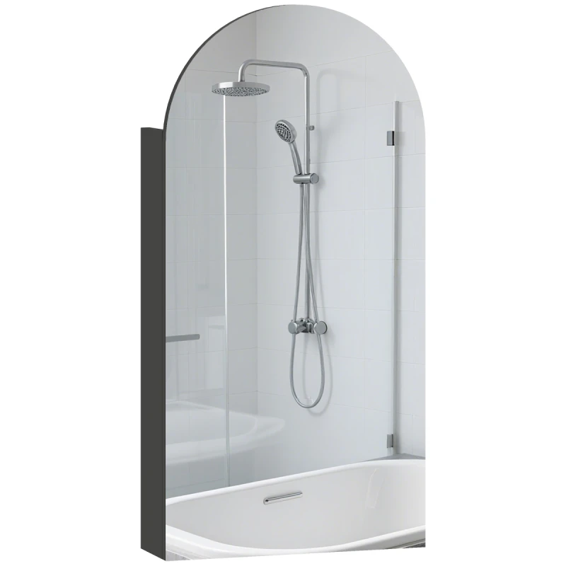 Image of HOMCOM HOMCOM Bathroom Mirror Cabinet with Adjustable Glass Shelves - black