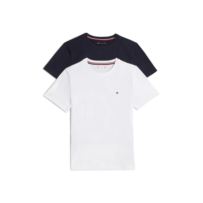 Image of Tommy Hilfiger 2 Pk Ss Tee Navy/White 0S0 male 8-10Y