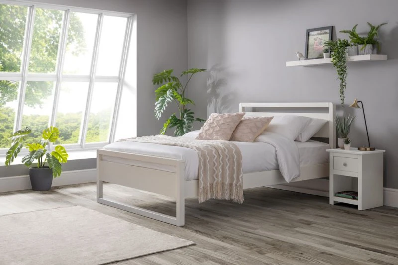 Image of Julian Bowen Venice Surf White Wooden Bed Frame - 4ft6 Double