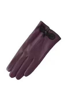 Image of Contrast Bow Leather Gloves