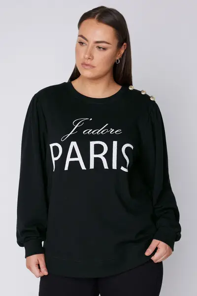 Image of Evans Slogan Embroided Sweatshirt Black
