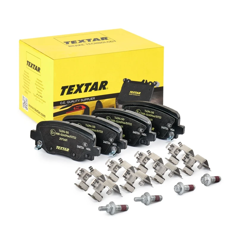 Image of TEXTAR 2573401 Brake pad set Q+ with acoustic wear warning, with accessories, with brake caliper screws Brake Pad Set,disc brake (402)