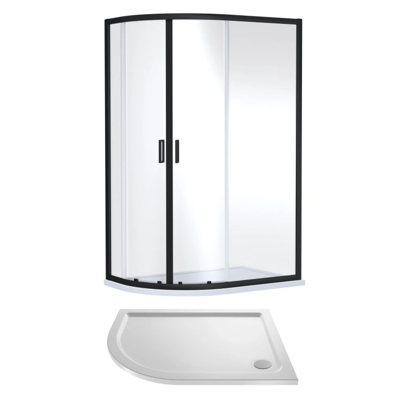 Image of Balterley Ruwa Offset Quad Shower Suite LH, 1200 x 900mm Tray & Enclosure Black Unisex