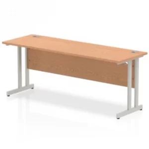 Image of Impulse 1800/600 Rectangle Silver Cantilever Leg Desk Oak