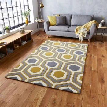 Image of HK 3661 Grey Yellow 120cm x 170cm Rectangle - Grey and Yellow