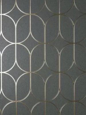 image of Fine Decor Platinum Rosco Trellis Charcoal