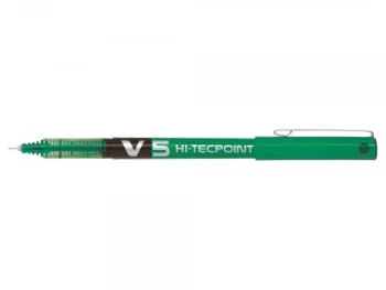 Image of Pilot V5 Rollerball Pen Needle Tip 0.5mm Line 0.3mm Green Pack of 12
