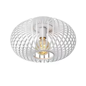 image of Manuela Vintage Flush Ceiling Light - Ø39.5cm- 1xE27 - White