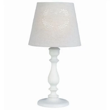 image of The Lighting and Interiors Group Woburn Wooden Table Lamp - Cream