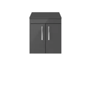 image of Nuie Athena 500 Wall Hung 2-door Vanity & Worktop - Gloss Grey