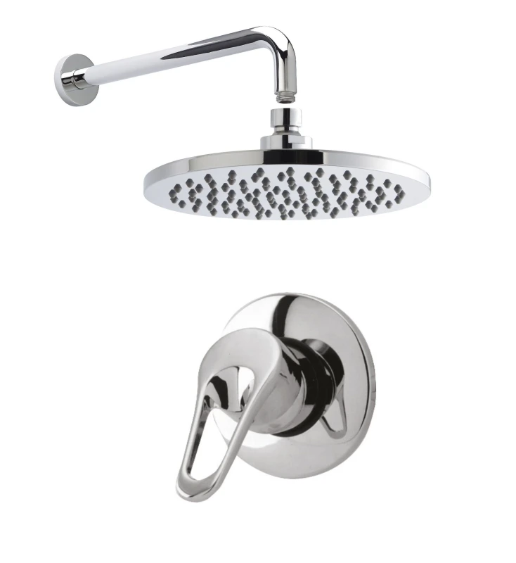 Image of Balterley Shower Bundle Concealed Round Manual Valve Arm Head Kit Chrome Silver
