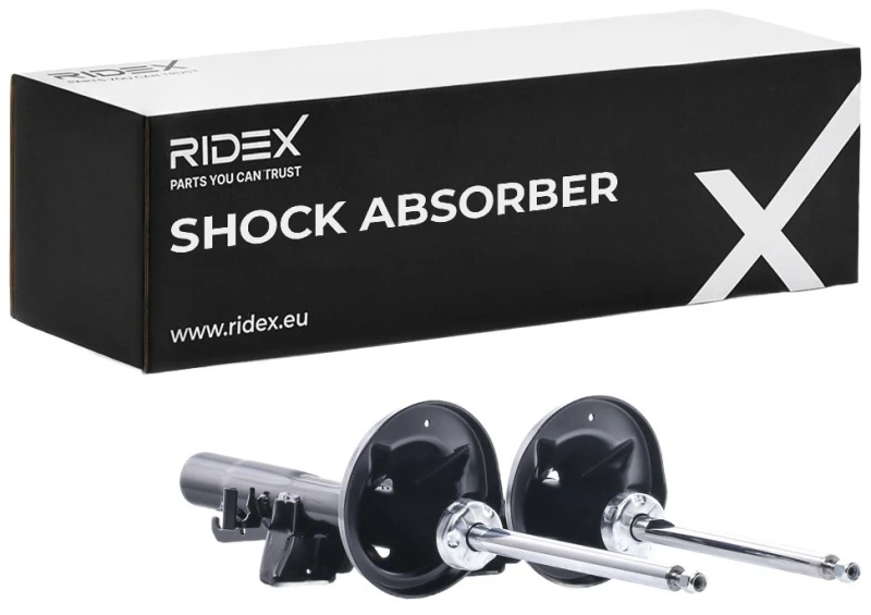 Image of RIDEX 854S18197 Shock absorber Rear Axle, Gas Pressure, Twin-Tube, Suspension Strut, Top pin Shock Absorber (854)