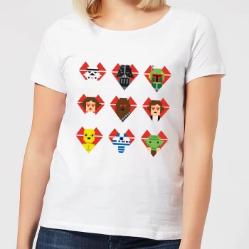 Image of Star Wars Valentine's Pixel Montage Womens T-Shirt - White - S