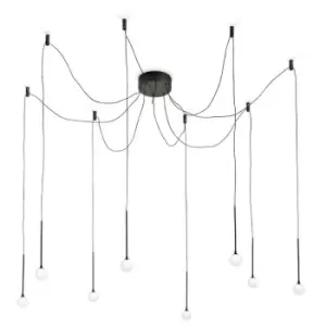 Image of Ideal Lux Lighting - Ideal Lux lucciola 8 Light LED Cluster Pendant Ceiling Light Black, 3000K, Non-Dim