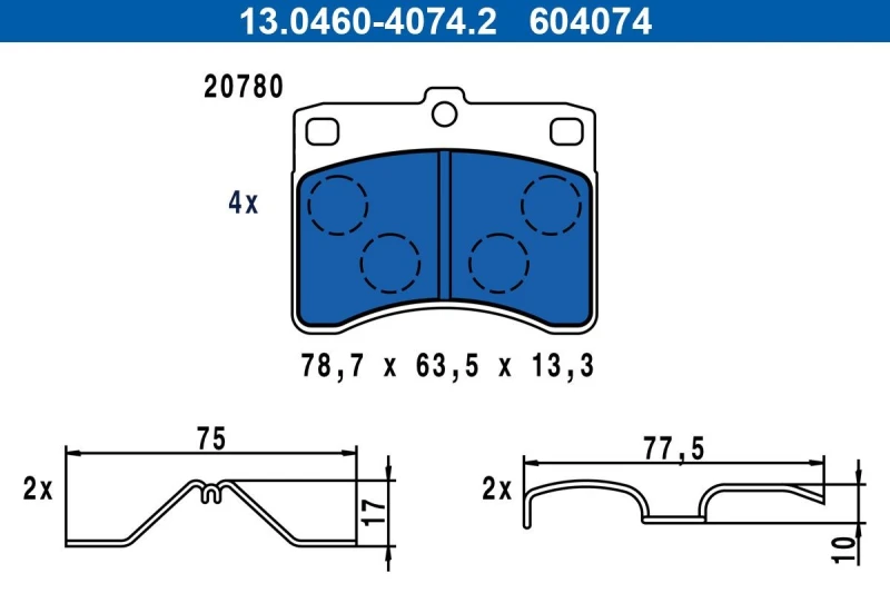 Image of Brake pad set ATE 13.0460-4074.2