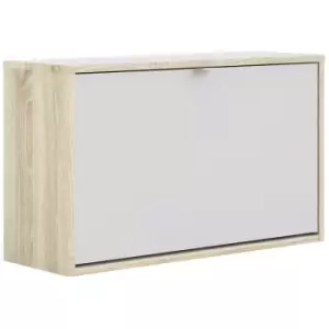 image of Shoes Shoe cabinet w. 1 tilting door and 2 layers Oak structure White - Oak structure White