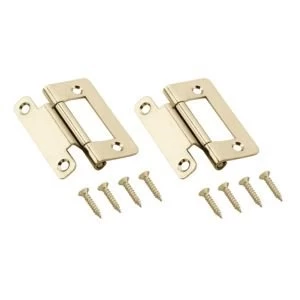 image of Brass Effect Metal Cranked Flush Hinge Pack of 2